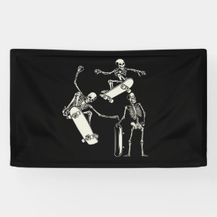 Skateboarding Skeletons Skeleton Skater Halloween Banner
