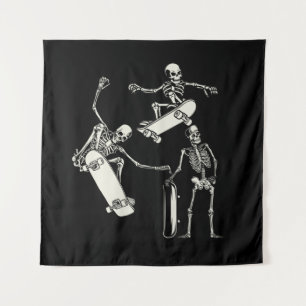 Skateboarding Skeletons Skeleton Skater Halloween Tapestry