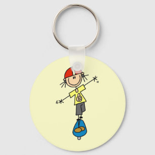 Skateboarding Stick Figure Key Ring