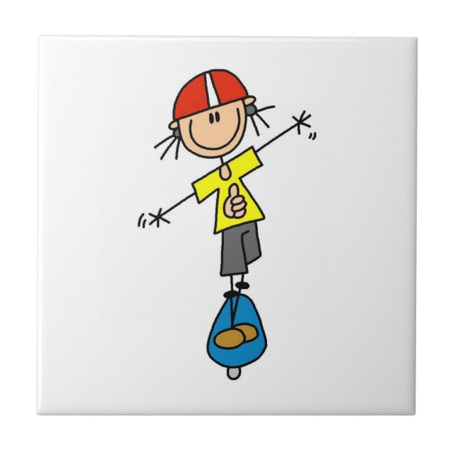 Skateboarding Stick Figure Tile (Front)