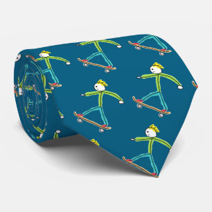 Skateboarding Stickman Tie