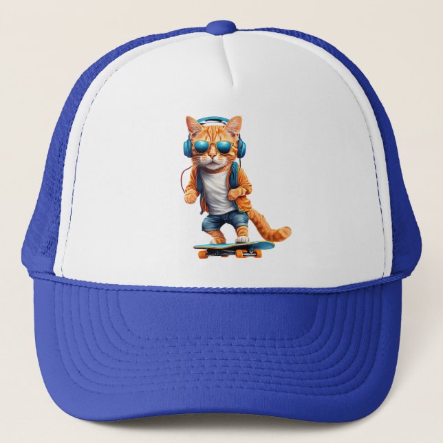 Skateboarding Tabby Baseball Hat (Front)