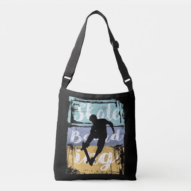 Skateboarding Tee - Vintage Retro Skateboarder Crossbody Bag (Front)