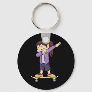 Skateboarding Teenage Girl On Skateboard Gift For Key Ring