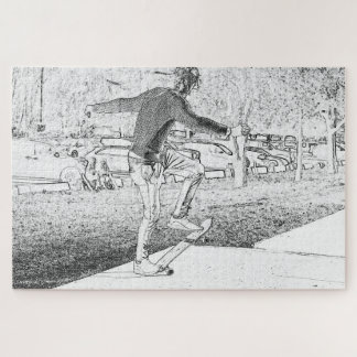 Skateboarding Trickster Sketch  Jigsaw Puzzle