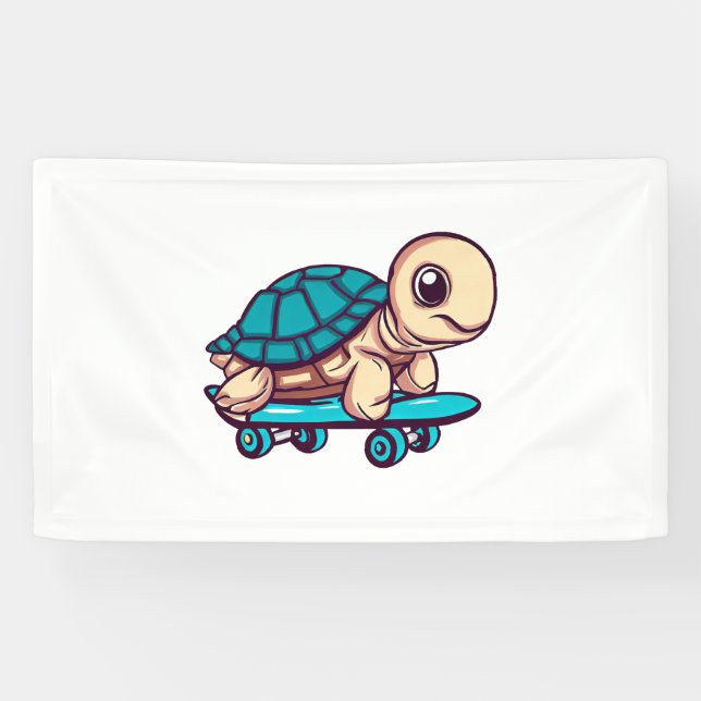 Skateboarding Turtle Banner (Horizontal)