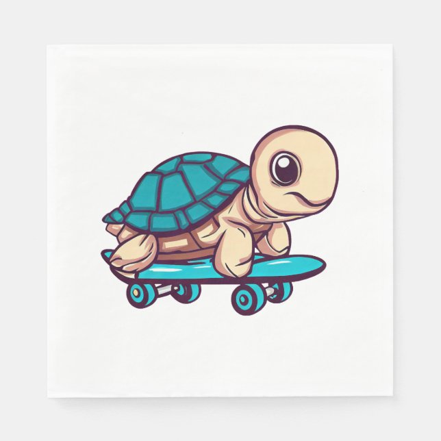 Skateboarding Turtle Napkin (Front)
