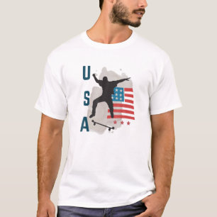 Skateboarding USA Support The Team T USA Flag Drea T-Shirt