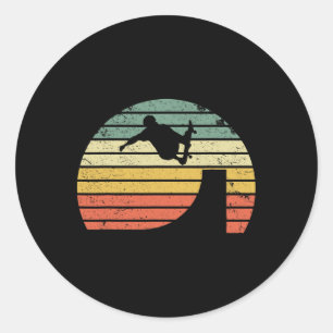 Skateboarding Vintage Retro Ramp Ollie Skateboard Classic Round Sticker