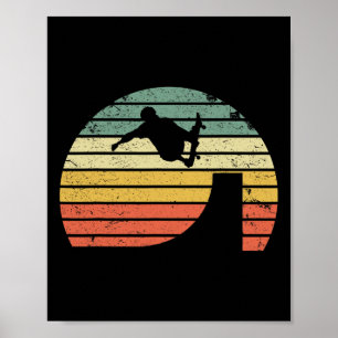 Skateboarding Vintage Retro Ramp Ollie Skateboard Poster