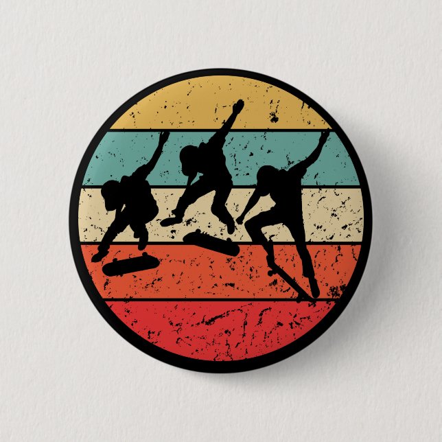 Skateboarding - Vintage Retro Skateboarder 6 Cm Round Badge (Front)