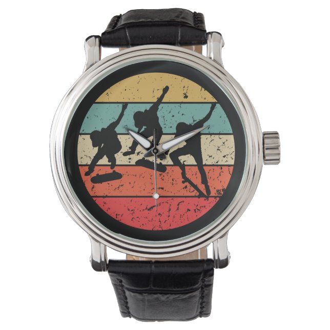Skateboarding - Vintage Retro Skateboarder Watch (Front)