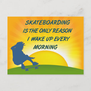 Skateboarding Wake Up Postcard
