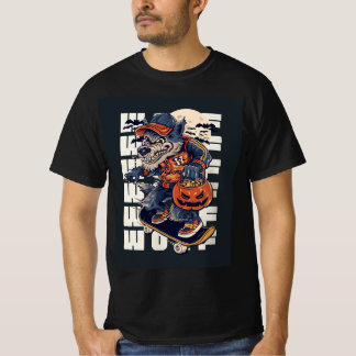 Skateboarding Werewolf Halloween Tee