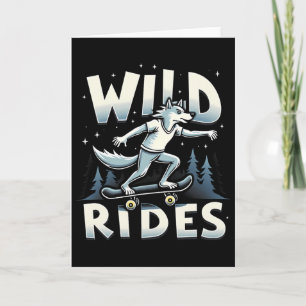 Skateboarding Wolf Spirit Animal Wolf Wild Rides  Card