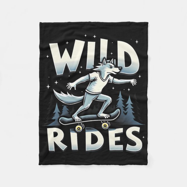 Skateboarding Wolf Spirit Animal Wolf Wild Rides  Fleece Blanket (Front)