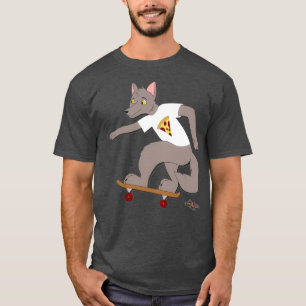Skateboarding Wolf With Pizza T T-Shirt