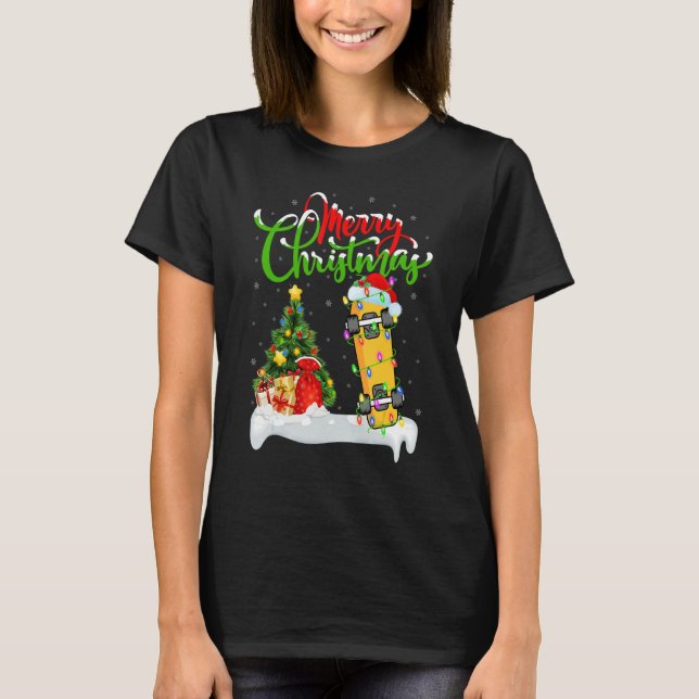Skateboarding   Xmas Decorations Skateboarding Chr T-Shirt (Front)