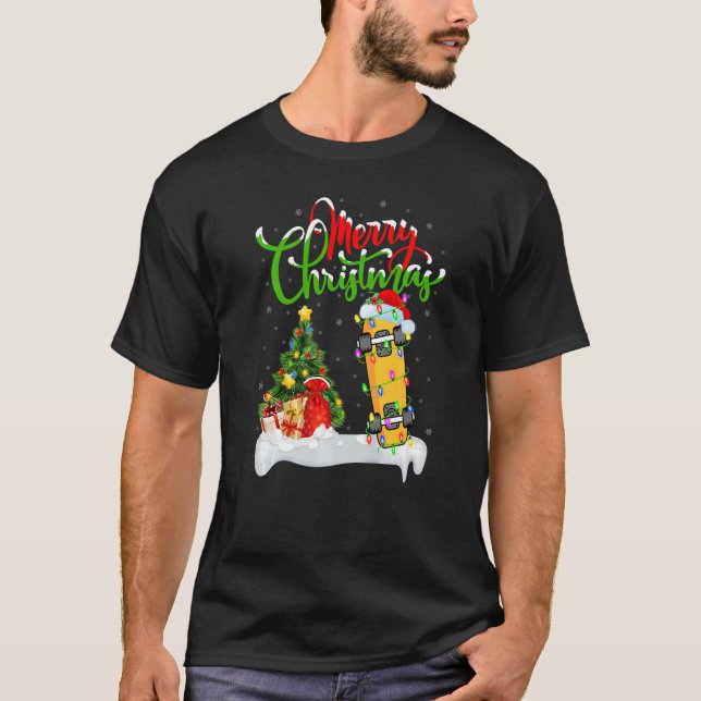 Skateboarding  Xmas Decorations Skateboarding Chri T-Shirt (Front)