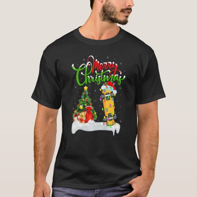 Skateboarding  Xmas Decorations Skateboarding Chri T-Shirt (Front)