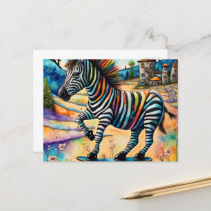 Skateboarding Zebra Postcard