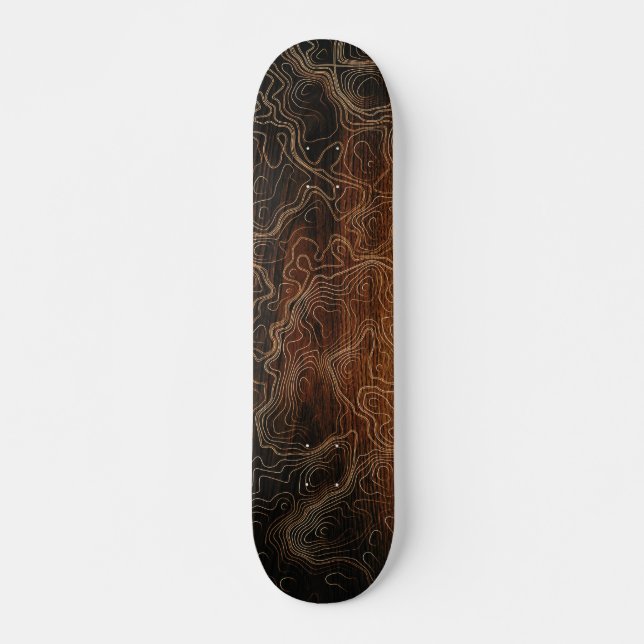 Skateboards lignes topographique montagne bois (Front)