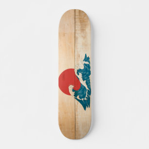 Skateboards vague japonaise sur bois