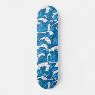 Skateboards vagues japonaises bleues