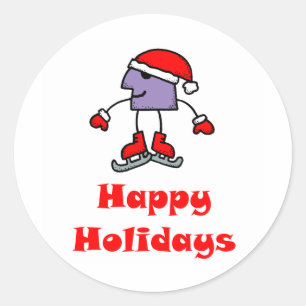 SkateChick Happy Holidays Classic Round Sticker