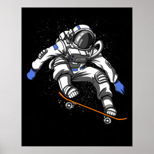 Skater Astronaut Skateboarding Cosmic Space Poster
