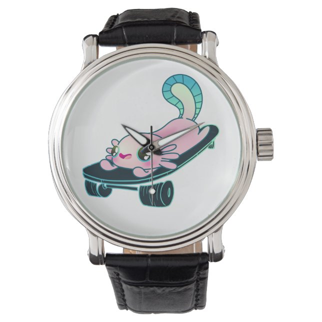 Skater Axolotl Skateboard Lovers Girl or Boy  Watch (Front)