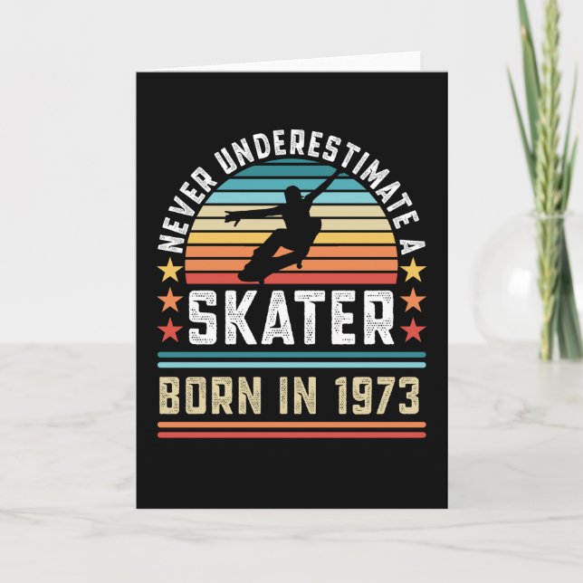 Skater born 1973 50th Birthday Skateboarding Gift Card (Front)
