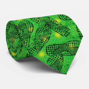 Skater Boy Green Footprints Pattern Tie