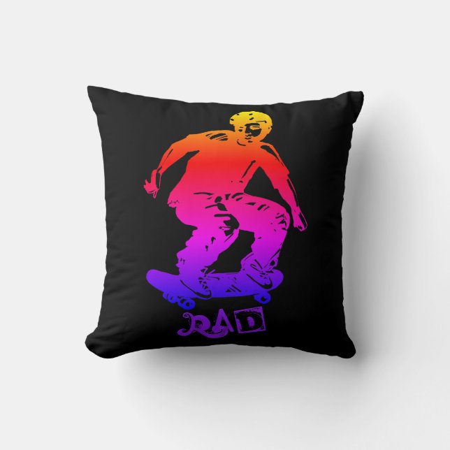 Skater Boy Rad Rainbow Skateboarder Cushion (Front)