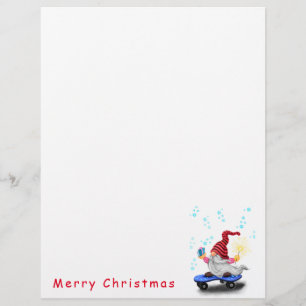 Skater Christmas Gnome with Gift Letterhead