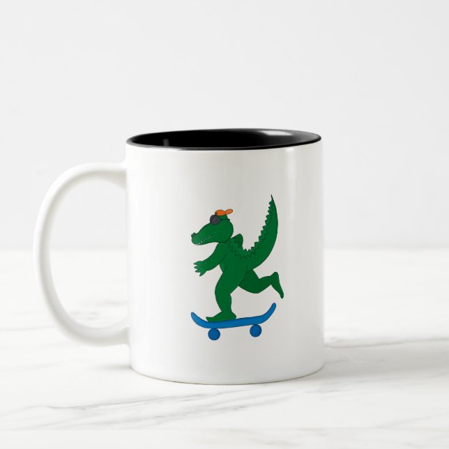 Skater Crocodile Two-Tone Coffee Mug (Left)