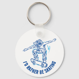 Skater Doing Mid-Air, Rather Be Skating Key Ring