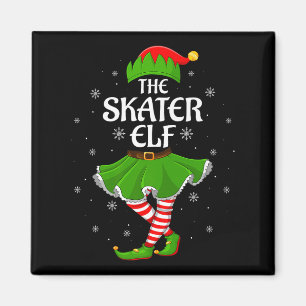 Skater Elf Christmas Family Girls Women Elf Squad Magnet