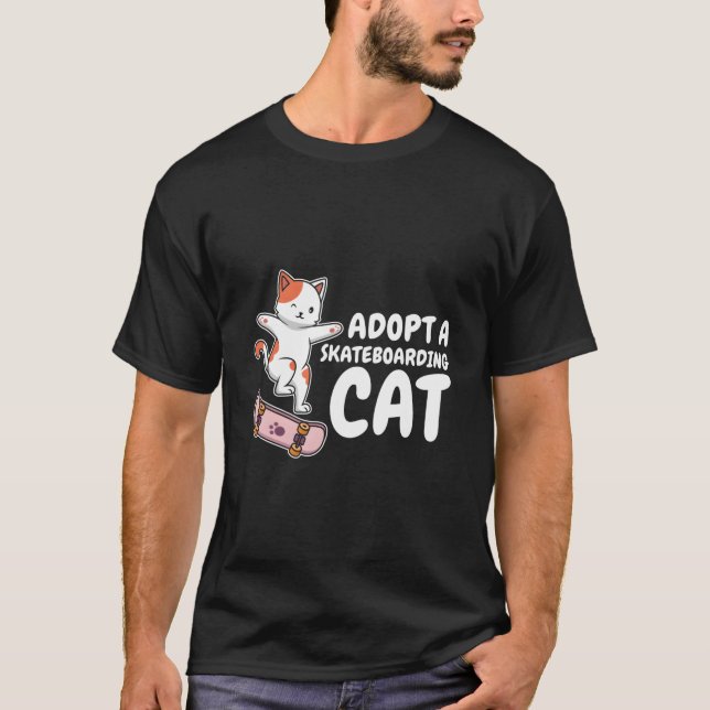 Skater Feline Skateboarding Skateboarder Skateboar T-Shirt (Front)
