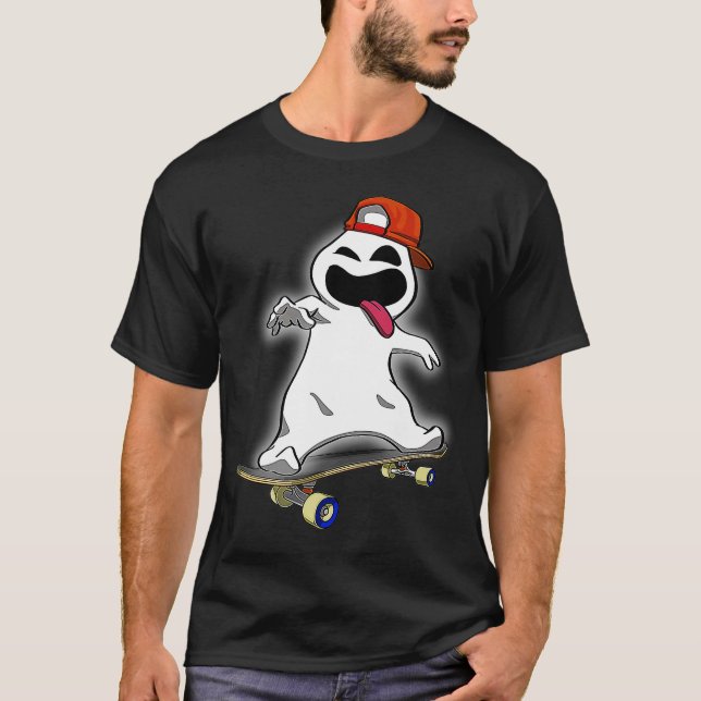 Skater Ghost  Women Scary Ghost Halloween Day Love T-Shirt (Front)