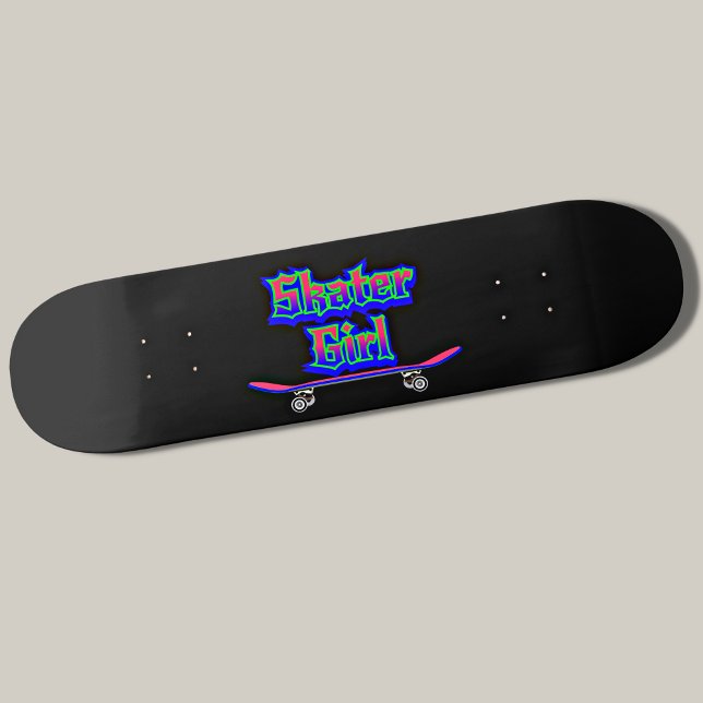 Skater Girl Blue Pink Graffiti Glow Skateboard     (Creator Uploaded)