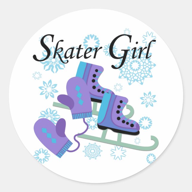 Skater Girl Classic Round Sticker (Front)