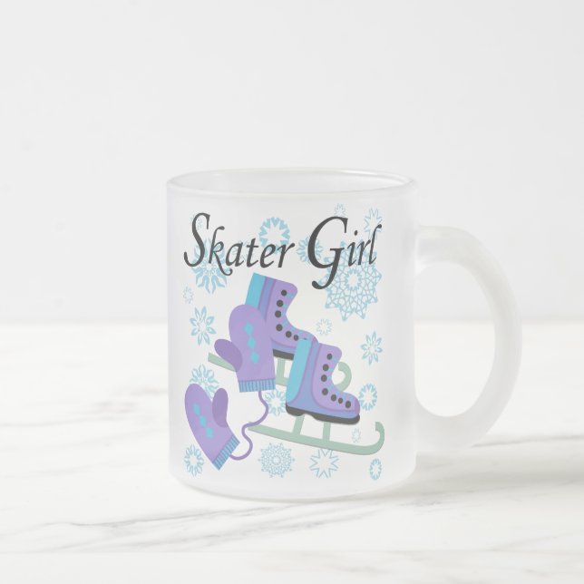 Skater Girl Frosted Glass Coffee Mug (Right)