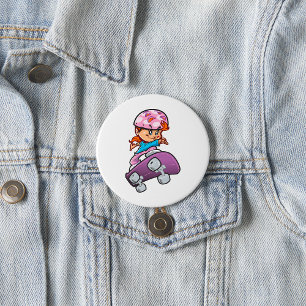 Skater Girl Fun Pink Helmet Skateboard 7.5 Cm Round Badge