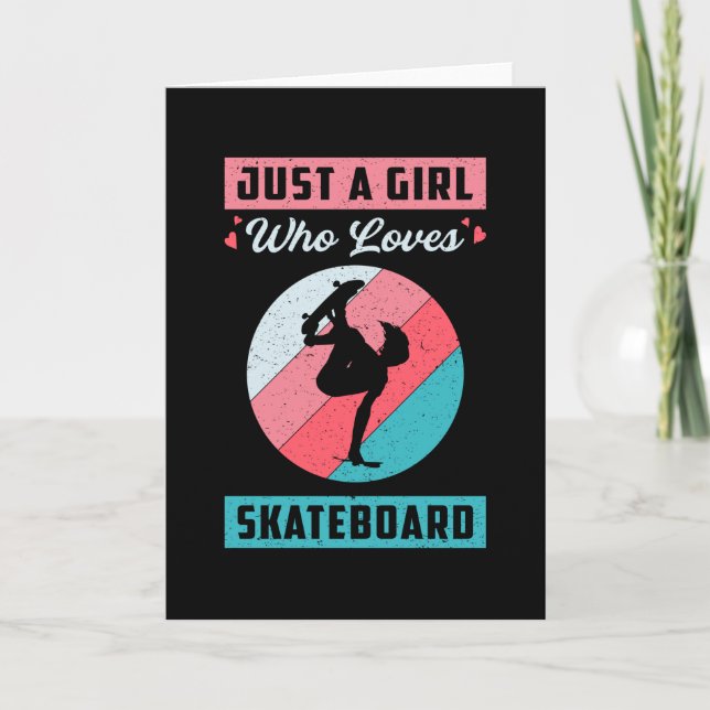 Skater Girl Girls Sk8 Skateboard Retro Gift Idea Card (Front)