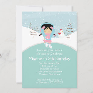 Skater Girl Ice Skating Birthday Party Invitation