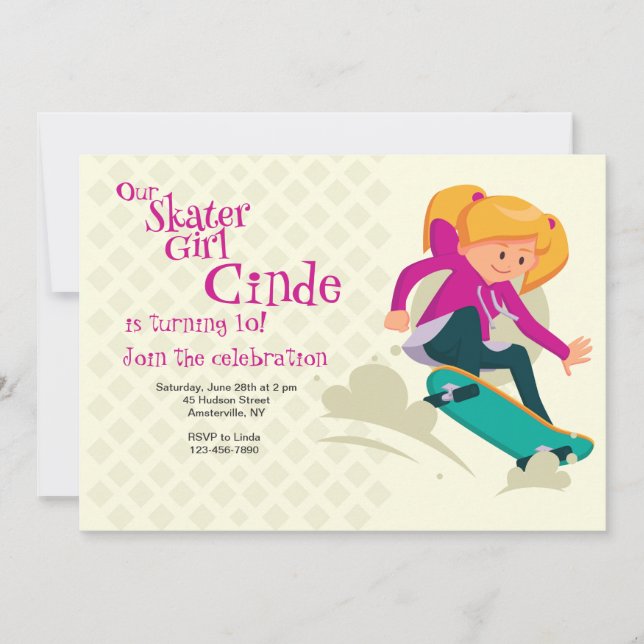 Skater Girl Invitation (Front)