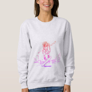 Skater Girl Line Art Minimalist Skateboarding Sweatshirt