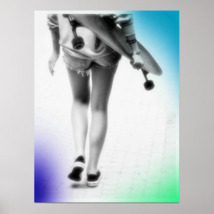 Skater Girl Pop Art Poster