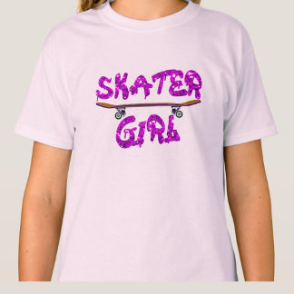 Skater Girl Purple Pink Skateboard T-Shirt